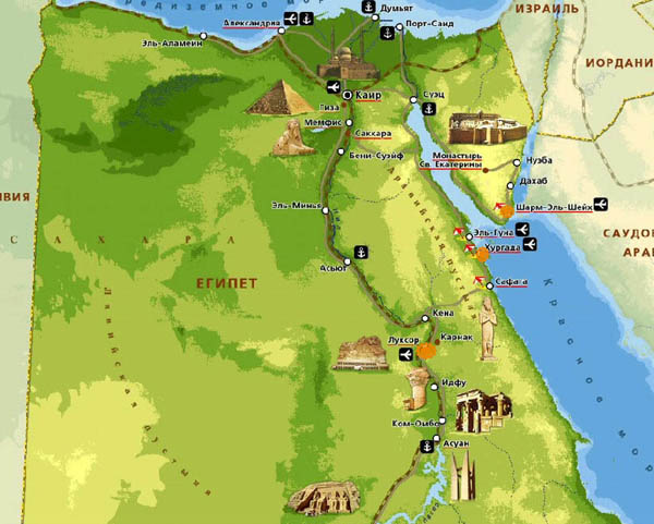 Карта туристического Египта